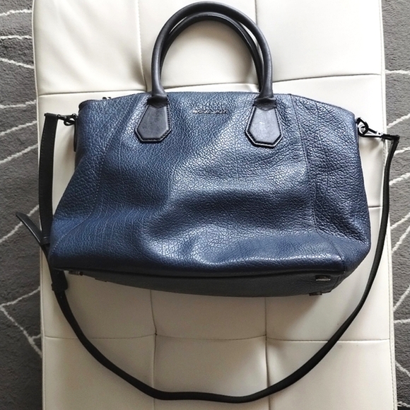 Michael Kors Pebbled Leather Two Tone Satchel Convertible Crossbody Bag - Picture 7 of 16